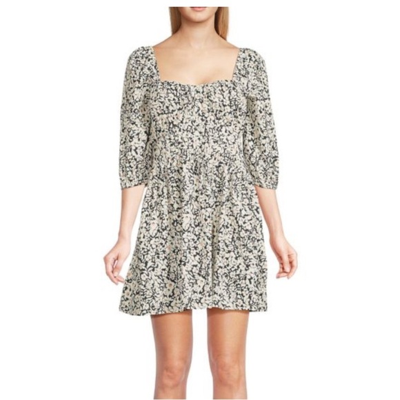 Anthropologie Greylin Floral Square Neck Puff Sleeve Empire Waist Dress Small - Picture 1 of 11
